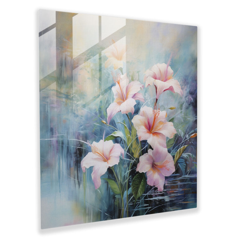 Tranquil Blooms Glass Print - Tropical, Glass Wall Art, Pastel Hues, Beauty