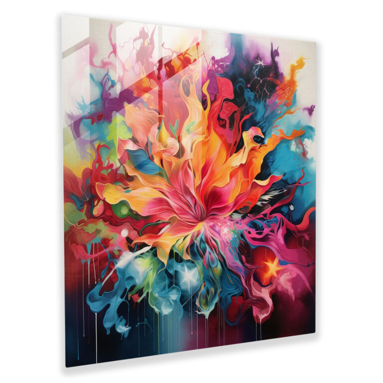Tropical Glass Print - Abstract Painting Of Colorful Tropical Explosion - Tropical, Tropical Glass Print, Wall Decoration, Glass Wall Art