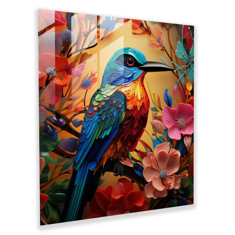 Tropical Mosaic Glass Wall Art - Tropical, Tropical Bird, Glass Print, Wall Decoration