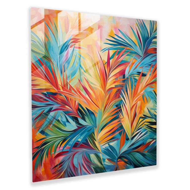Tropical Abstract Glass Print - Tropical, Glass Art, Glass Wall Art, Modern Art