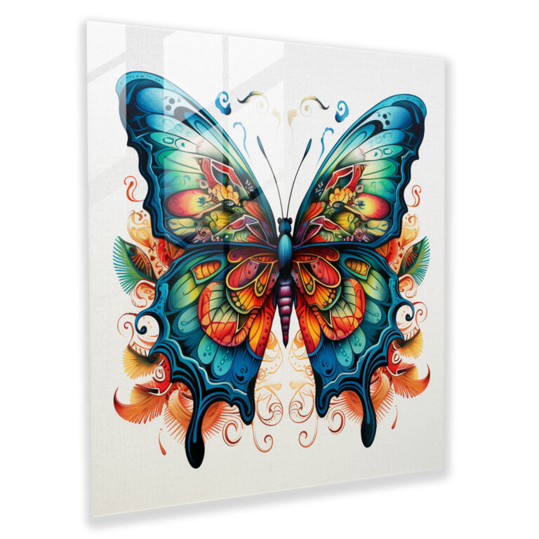 Tropical Butterfly Glass Print - Tropical, Wall Decoration, Glass Wall Art, Tropical