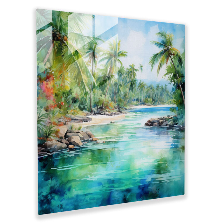 Tropical Paradise Glass Print - Tropical, Tropical, Glass Art, Modern Art