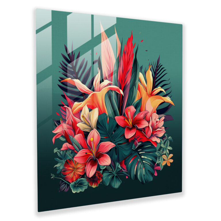 Tropical Foliage Glass Print - Tropical, Wall Decoration, Glass Art, Tropical