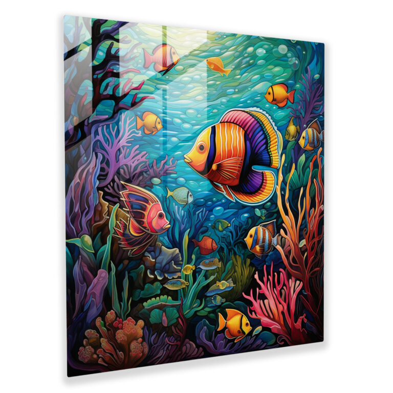 Tropical Fish Stained Glass Print - Tropical, Tropical Fish, Modern Art, Coral Reefs