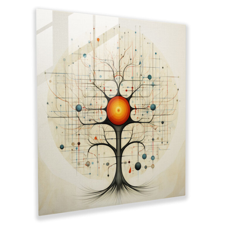 Geometric Tree Of Life Glass Print - Tree Of Life, Abstract Representation, Tree Of Life, Glass Wall Art
