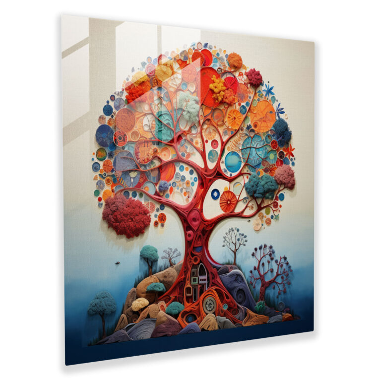 Collage Tree Of Life Glass Print - Tree Of Life, Collage Art, Wall Decoration, Glass Art