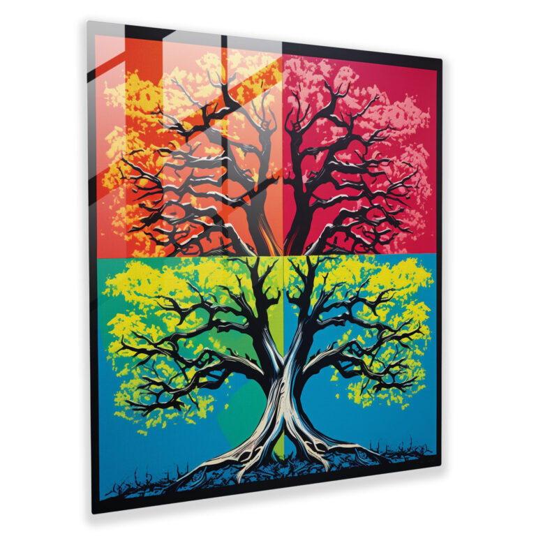 Pop Art Tree Of Life Glass Print - Tree Of Life, Wall Decoration, Pop Art, Glass Art