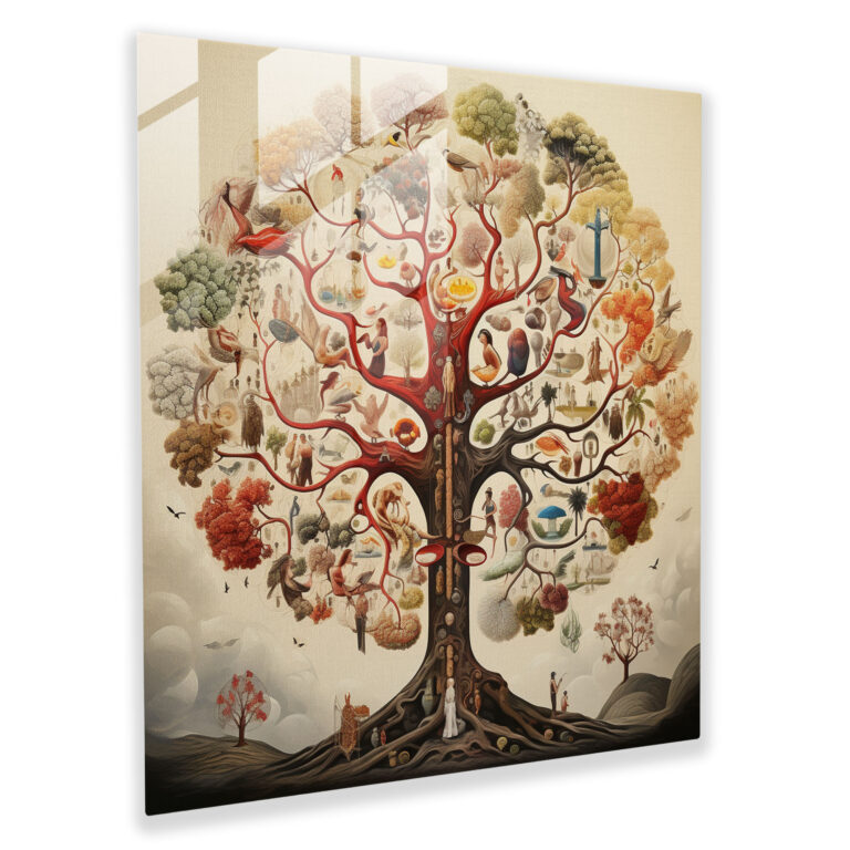 Contemporary Collage Tree Of Life Glass Print - Tree Of Life, Glass Art, Wall Decoration, Modern Art
