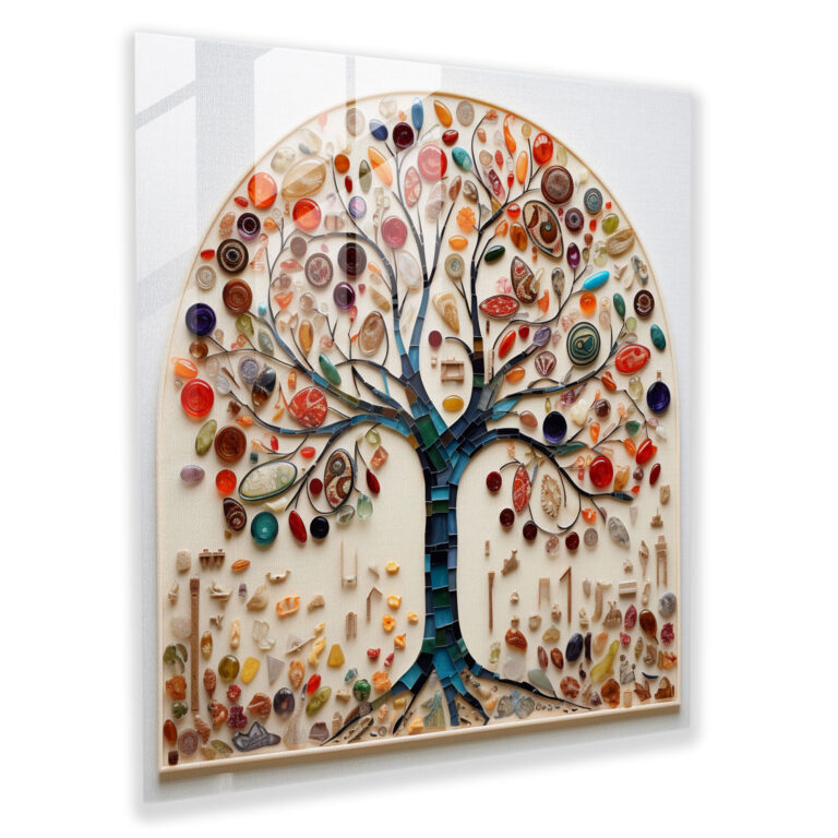 Collage Tree Of Life Glass Print - Tree Of Life, Modern Art, Home Decoration, Tree Of Life