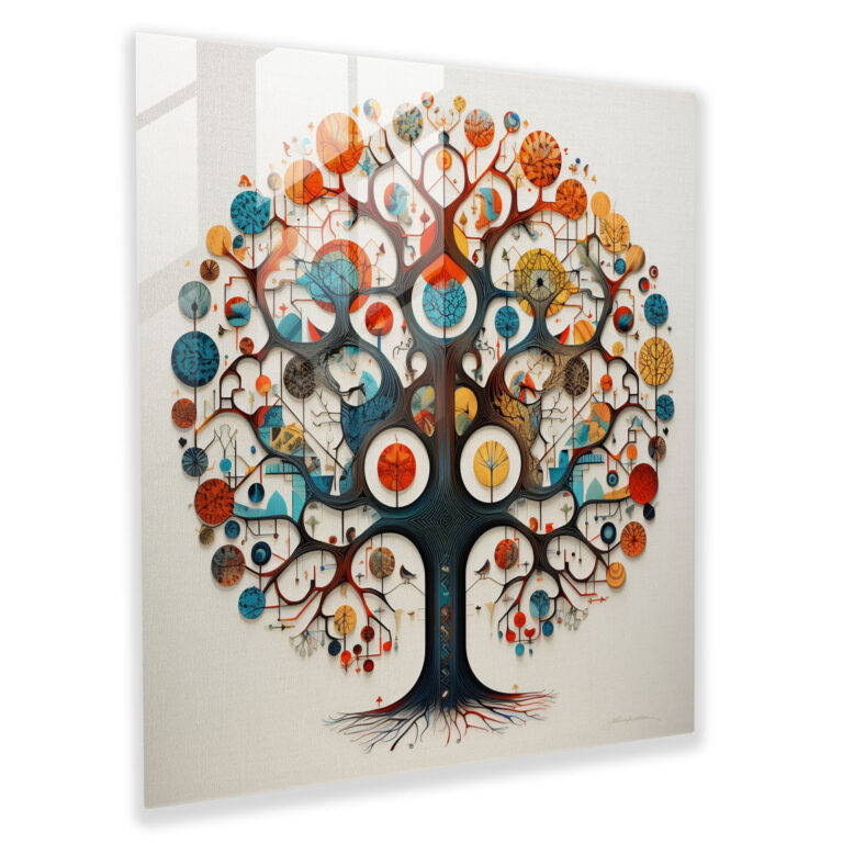 Geometric Tree Of Life Glass Print - Tree Of Life, Home Decoration, Tree Of Life, Glass Art