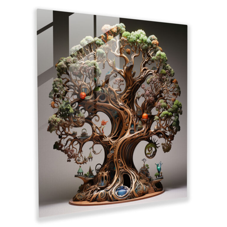Tree Of Life Glass Print - Whimsical Sculpture - Tree Of Life, Glass Wall Art, Glass Print, Glass Art