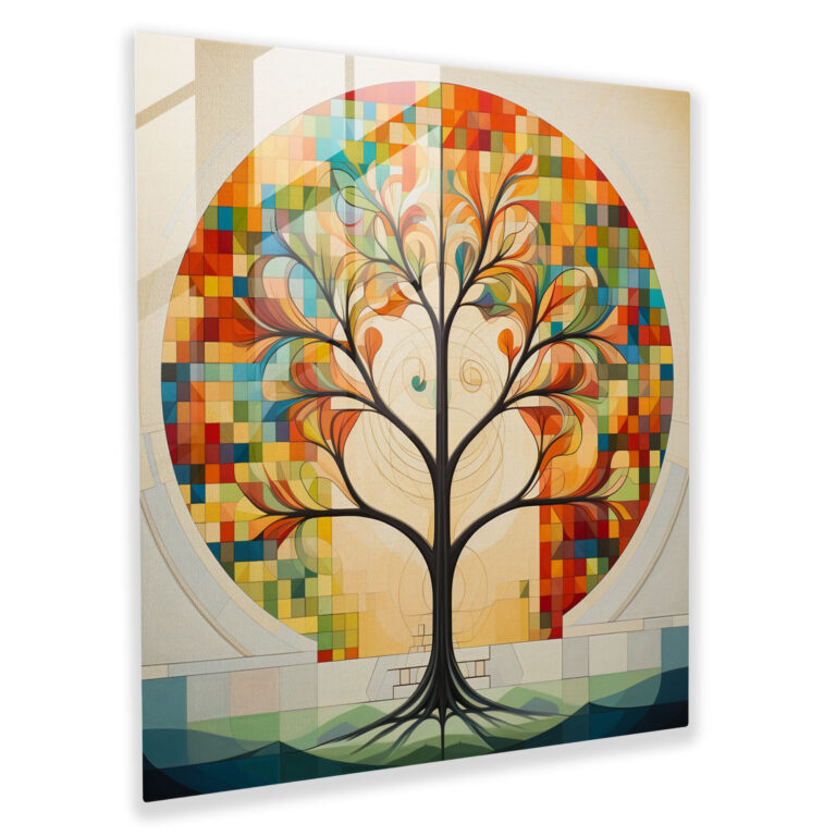 Tree Of Life Glass Print - Geometric Pattern - Tree Of Life, Wall Decoration, Glass Art, Contemporary Art