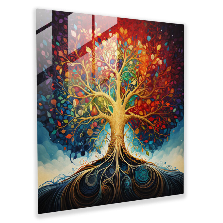 Colorful Tree Of Life Glass Print - Tree Of Life, Glass Art, Glass Wall Art, Modern Art