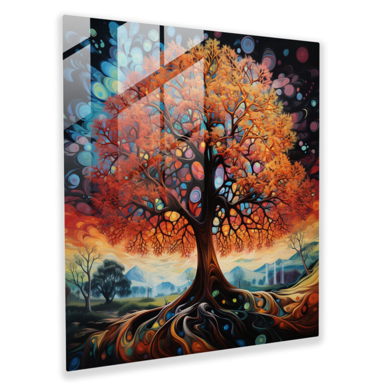 Contemporary Tree Of Life Glass Print - Tree Of Life, Glass Art, Wall Decoration, Glass Wall Art