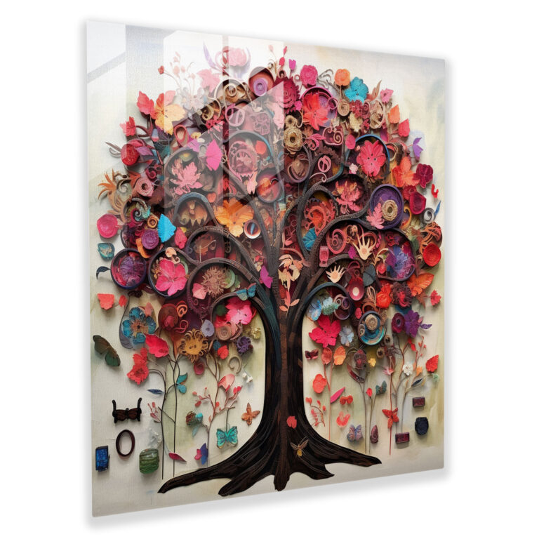 Recycled Materials Tree Of Life Glass Print - Tree Of Life, Glass Print, Wall Decoration, Modern Art
