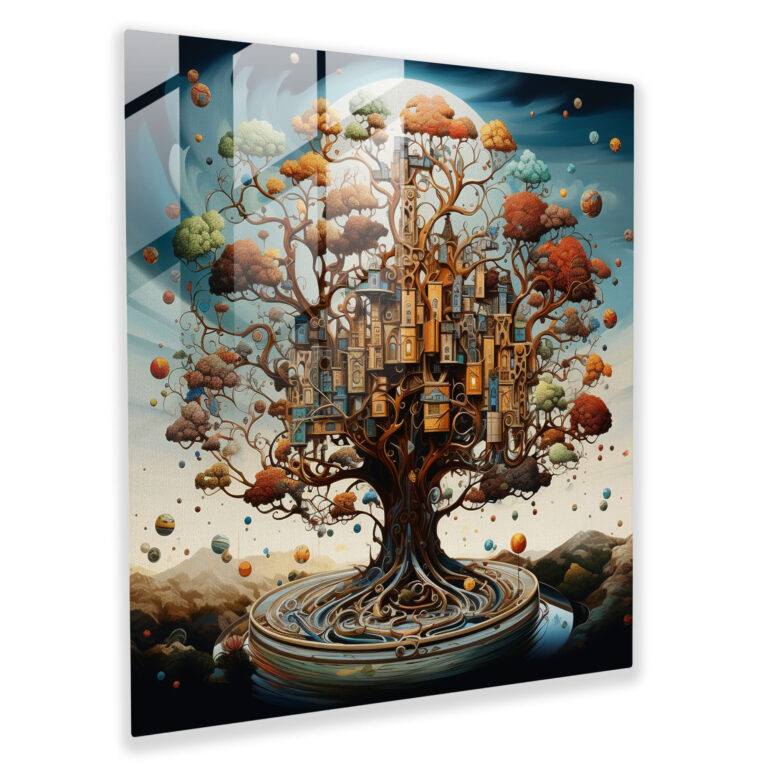 Dreamlike Tree Of Life Glass Print - Tree Of Life, Glass Art, Home Decoration, Glass Print