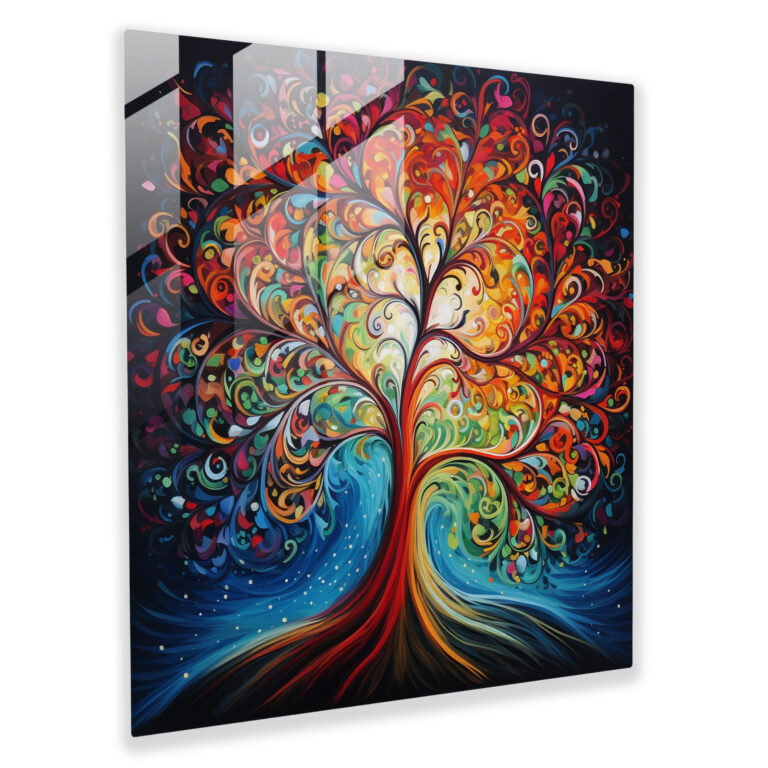 Tree Of Life Glass Print - Tree Of Life, Home Decoration, Modern Art, Wall Decoration