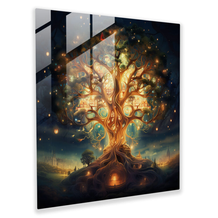 Whimsical Tree Of Life Glass Print - Tree Of Life, Home Decoration, Magic, Imagination
