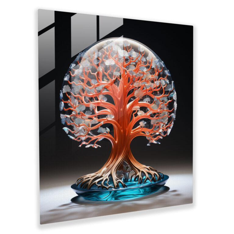 Sculptural Tree Of Life Glass Print - Tree Of Life, Nature, Intricate Contours, Glass Print