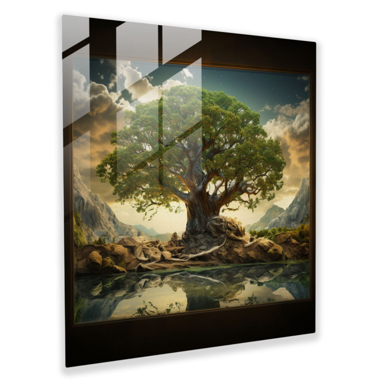 Realistic Tree Of Life Glass Wall Art - Tree Of Life, Realistic, Majestic, Wall Decoration