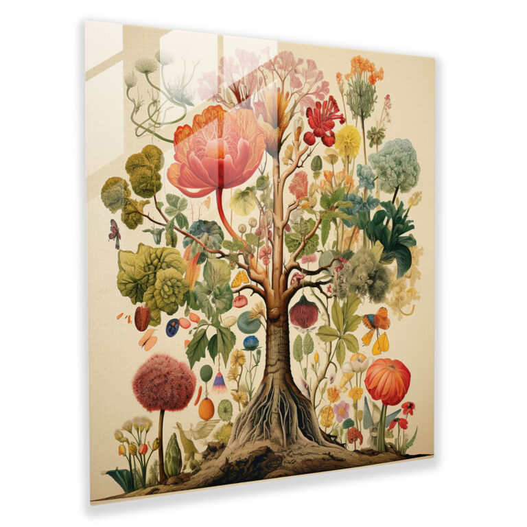 Botanical Tree Of Life Glass Print - Tree Of Life, Glass Wall Art, Glass Print, Modern Art