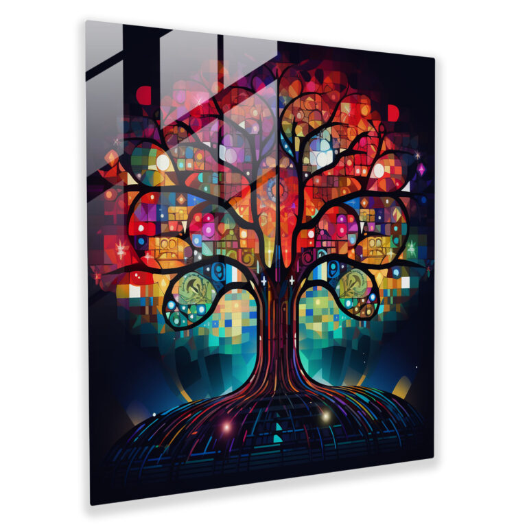Tree Of Life Wall Decoration - Modern Digital Artwork - Tree Of Life, Canvas Wall Art, Contemporary Style, Canvas