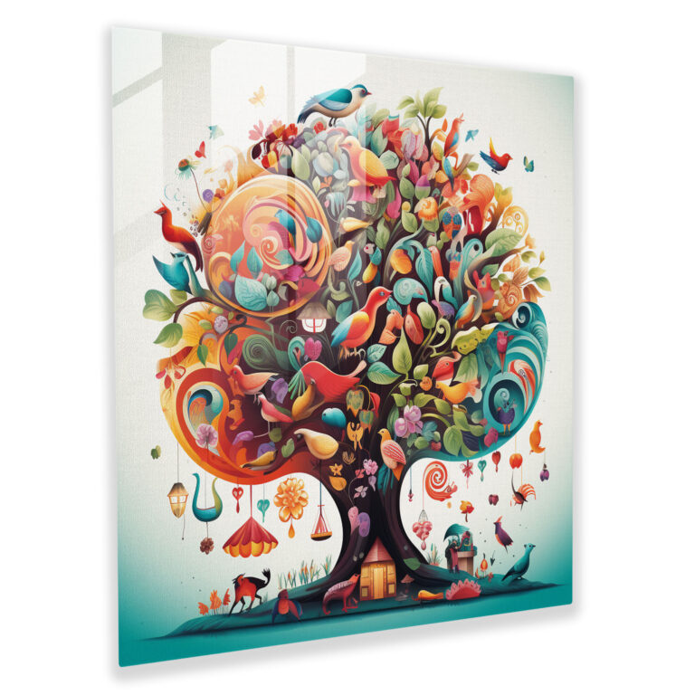 Tree Of Life Wall Art - Whimsical Illustration - Tree Of Life, Vibrant Colors, Quirky Characters, Canvas