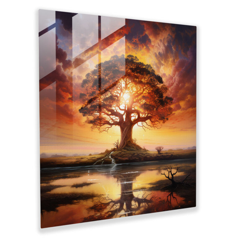 Tree Of Life Canvas Print - Realistic Sunset Wall Art - Tree Of Life, Canvas Wall Art, Realistic Oil Painting, Home Decoration