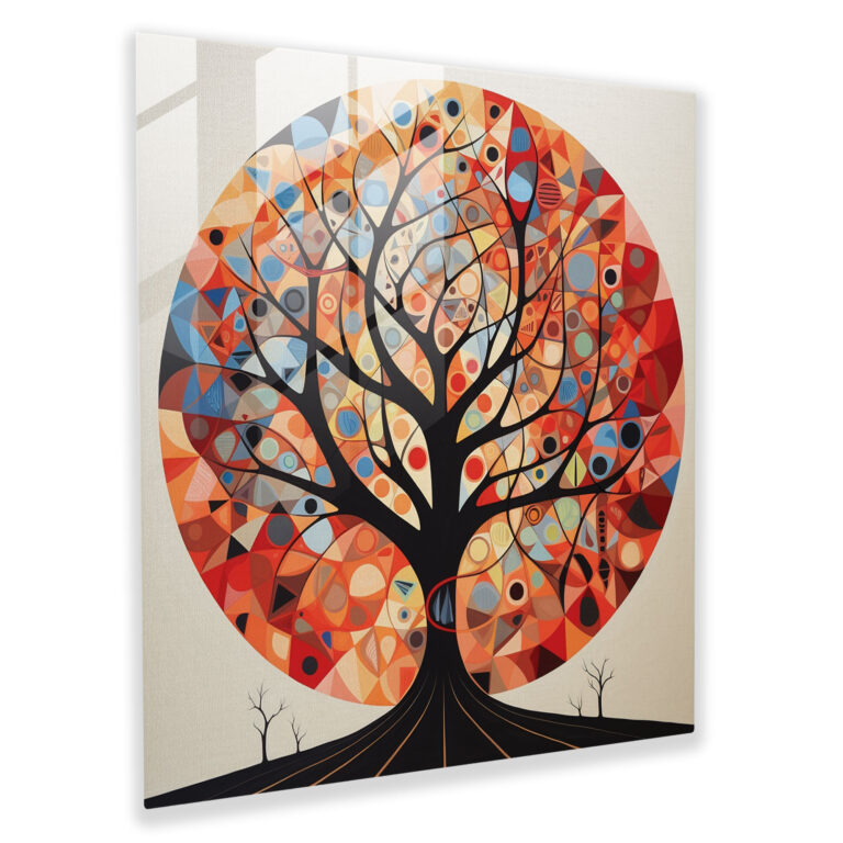 Tree Of Life Wall Decoration - Geometric Design Canvas Print - Tree Of Life, Canvas Wall Art, Monochromatic Color Scheme, Tree Of Life