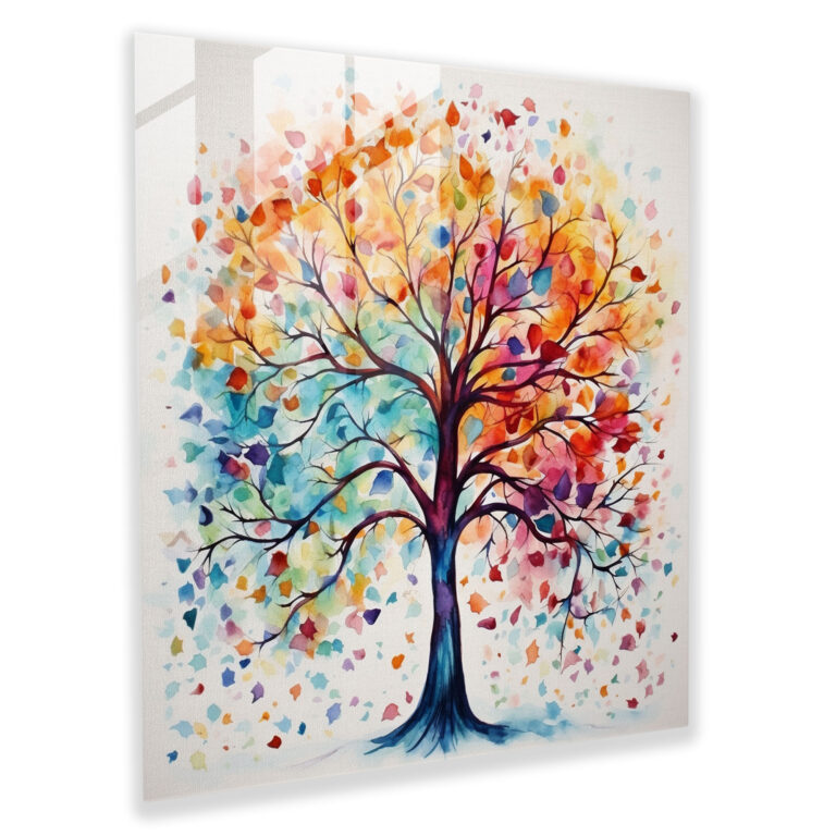 Tree Of Life Watercolor Canvas Print - Tree Of Life, Wall Art, Wall Decoration, Vibrant Leaves