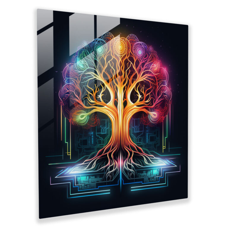 Futuristic Geometric Tree Of Life Wall Art - Tree Of Life, Wall Art, Home Decoration, Futuristic