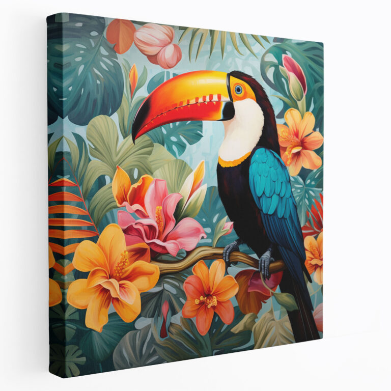 Colorful Toucan Canvas Print - Tropical, Vibrant Colors, Canvas, Wall Art