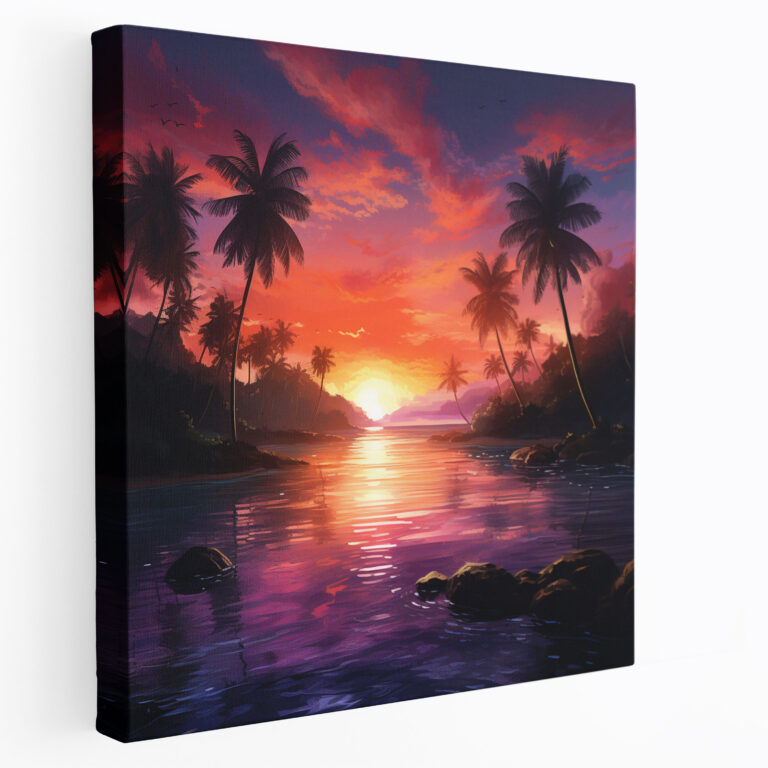 Tropical Sunset Canvas Print - Tropical, Tropical, Colorful Sky, Home Decoration