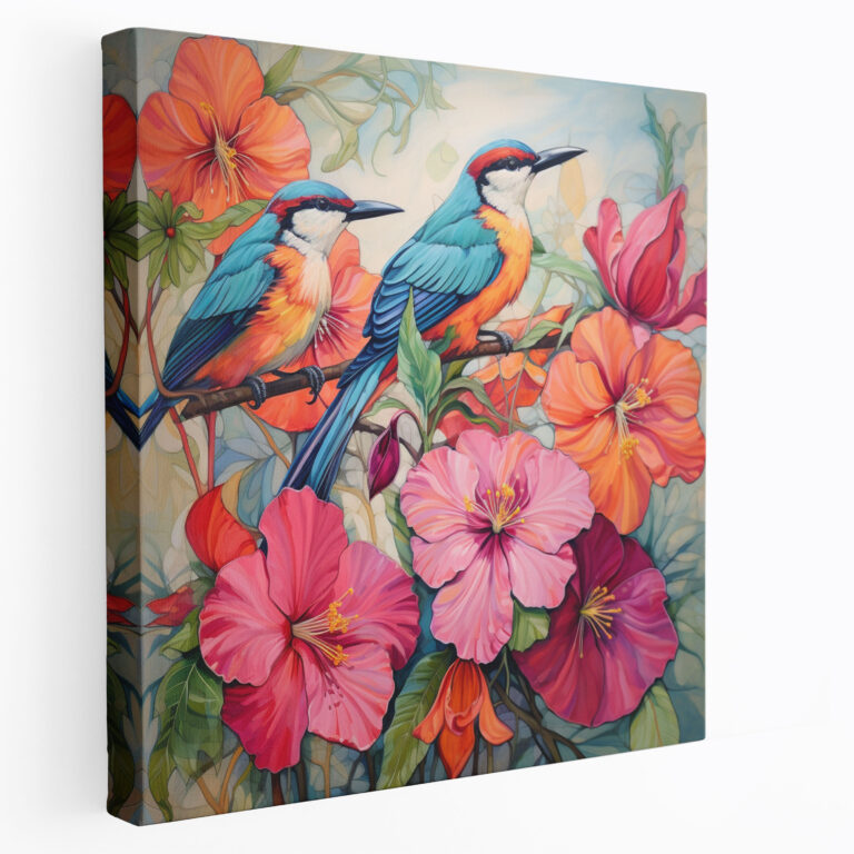 Tropical Birds Canvas Print - Tropical, Colorful, Canvas, Wall Decoration