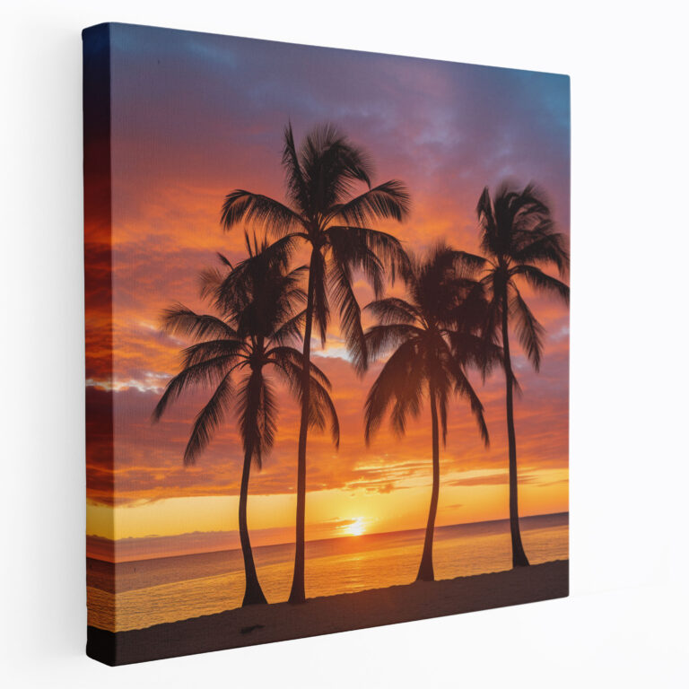 Tropical Sunset Canvas Print - Tropical, Palm Trees, Tropical Sunset, Serene Atmosphere