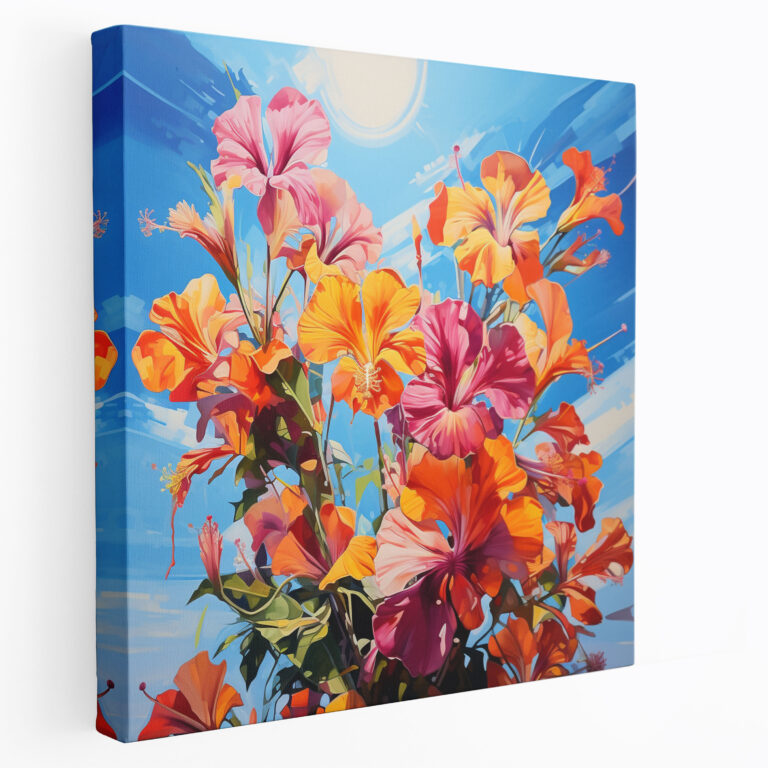 Colorful Tropical Flowers Canvas Print - Tropical, Wall Art, Colorful, Tropical Flowers