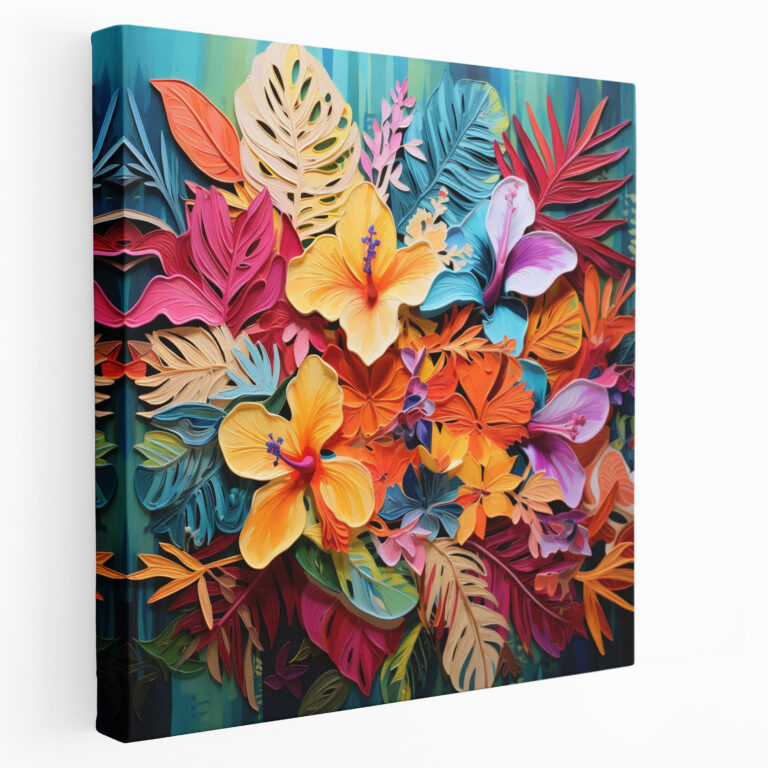 Tropical Floral Collage Canvas Print - Tropical, Floral Collage, Tropical, Artistic Composition