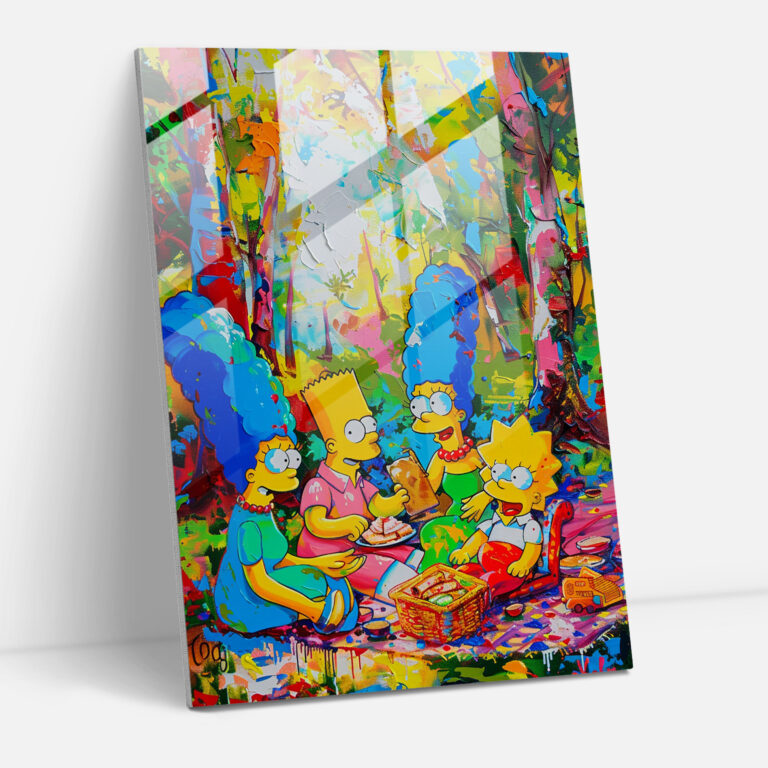 The Simpsons Glass Print - The Simpsons, Modern Art, Colorful, Home Decoration