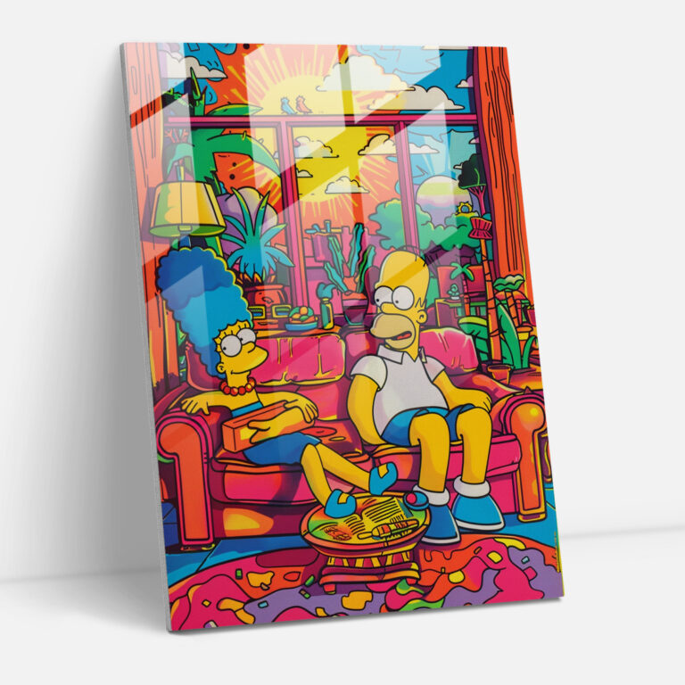 The Simpsons Glass Print - The Simpsons, Bold Lines, Wall Decoration, The Simpsons