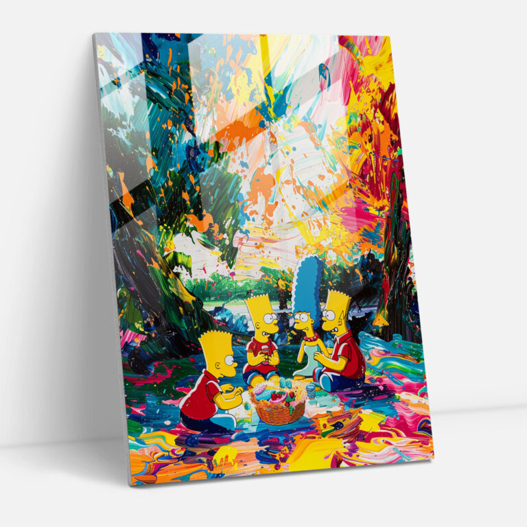 The Simpsons Glass Print: Colorful Abstract Glass Wall Art - The Simpsons, Home Decoration, Picnic, Colorful