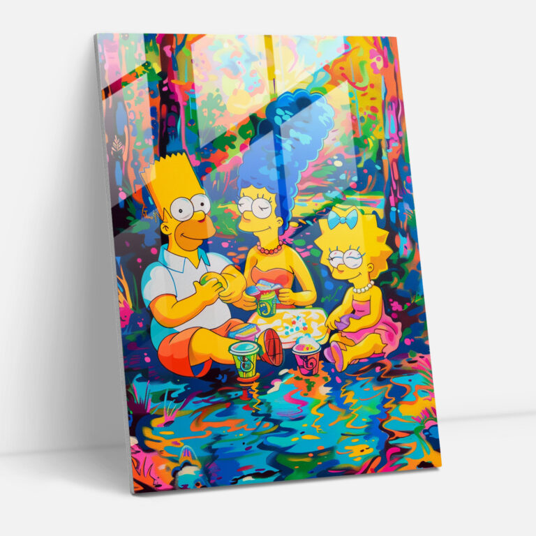 The Simpsons Glass Print - The Simpsons, The Simpsons, Glass Art, Abstract Painting