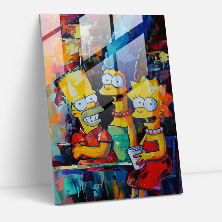 The Simpsons Glass Print - The Simpsons, The Simpsons, Glass Wall Art, Colorful