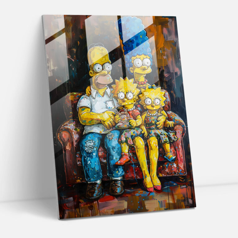 The Simpsons Glass Print - The Simpsons, Vibrant Colors, Glass Wall Art, Home Decoration
