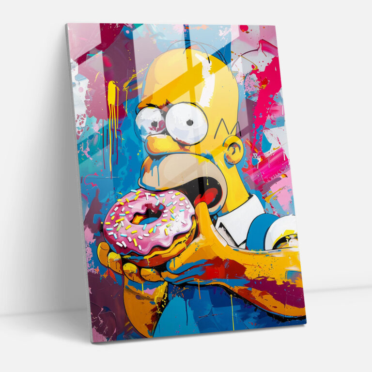 The Simpsons Glass Print - The Simpsons, Home Decoration, Homer Simpson, Playfulness