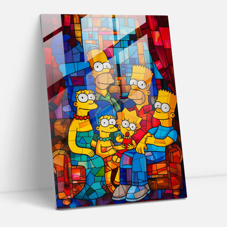 Abstract Stained Glass Print Of The Simpson Family - The Simpsons, Glass Art, Glass Wall Art, The Simpsons