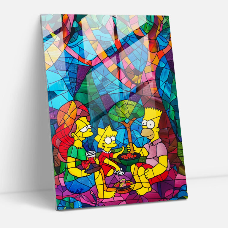 The Simpsons Glass Print - The Simpsons, Picnic, Glass Art, Family