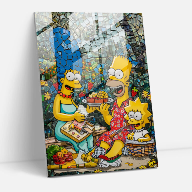 Simpsons Family Glass Print - The Simpsons, Mosaic Art, Wall Decoration, Glass Art
