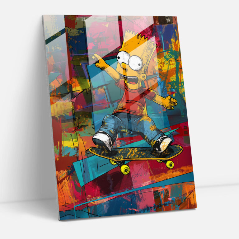 Bart Simpson Glass Print - The Simpsons, Colorful, Glass Art, Modern Art