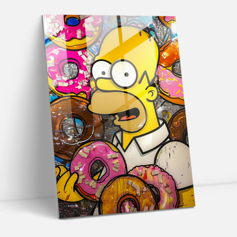Homer Simpson Glass Print - The Simpsons, Abstract, Donuts, Homer Simpson