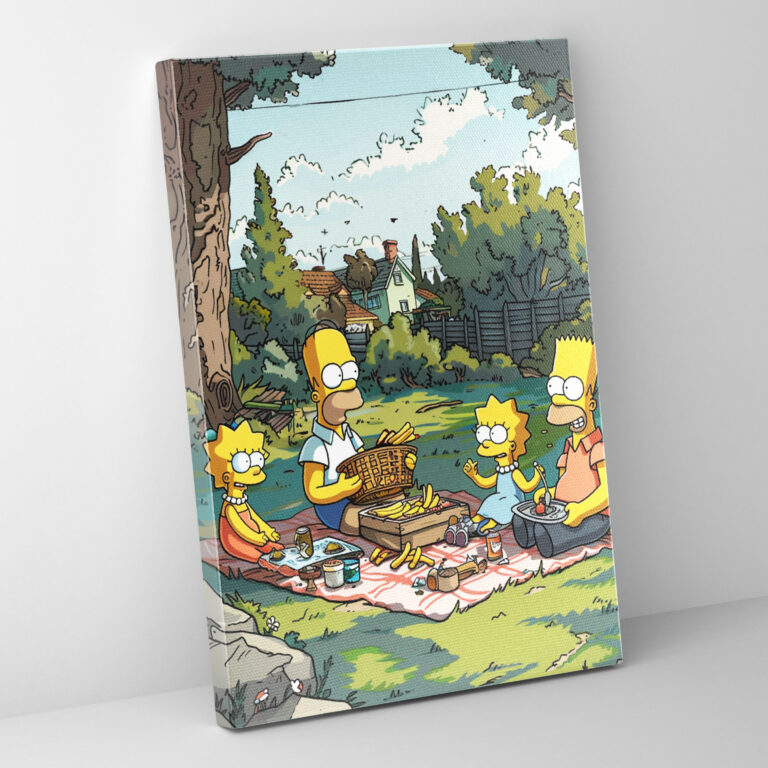 The Simpsons Canvas Print - Simpsonized Family Picnic Wall Art - The Simpsons, Wall Art, Canvas, Backyard